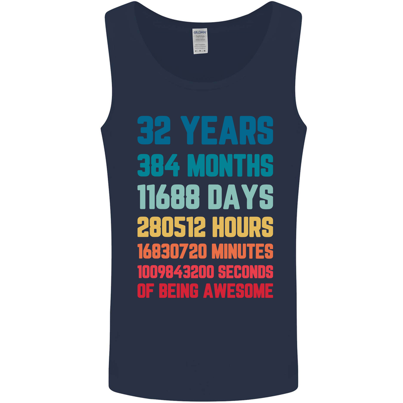 32nd Birthday 32 Year Old Mens Vest Tank Top Navy Blue