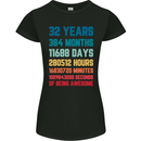 32nd Birthday 32 Year Old Womens Petite Cut T-Shirt Black
