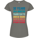 32nd Birthday 32 Year Old Womens Petite Cut T-Shirt Charcoal