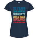 32nd Birthday 32 Year Old Womens Petite Cut T-Shirt Navy Blue