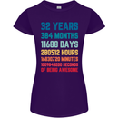 32nd Birthday 32 Year Old Womens Petite Cut T-Shirt Purple