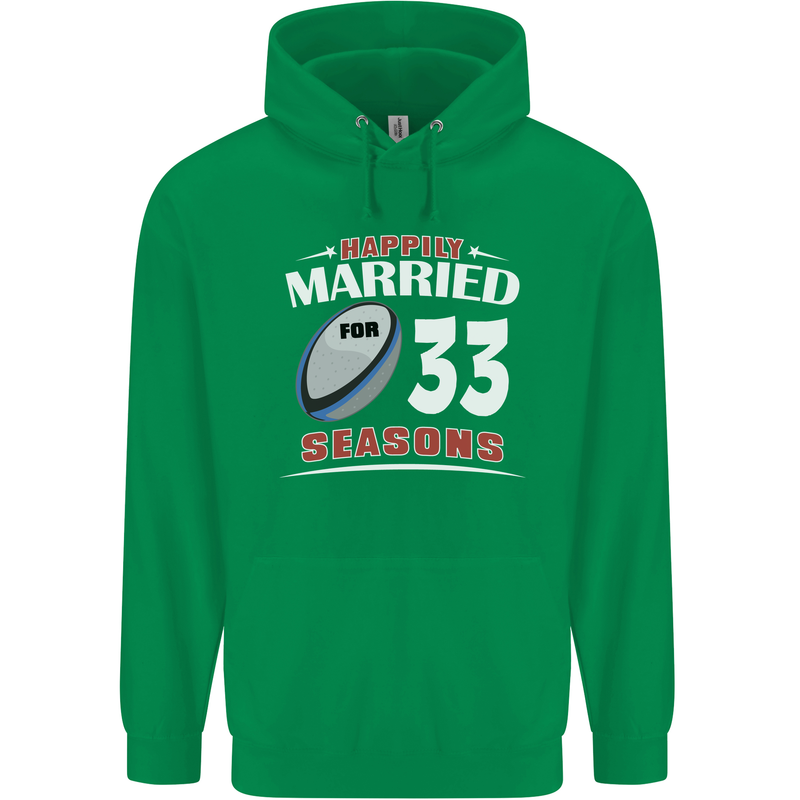 33 Year Wedding Anniversary 33rd Rugby Mens 80% Cotton Hoodie Irish Green
