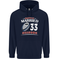 33 Year Wedding Anniversary 33rd Rugby Mens 80% Cotton Hoodie Navy Blue