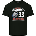 33 Year Wedding Anniversary 33rd Rugby Mens Cotton T-Shirt Tee Top Black