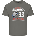 33 Year Wedding Anniversary 33rd Rugby Mens Cotton T-Shirt Tee Top Charcoal