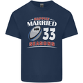 33 Year Wedding Anniversary 33rd Rugby Mens Cotton T-Shirt Tee Top Navy Blue