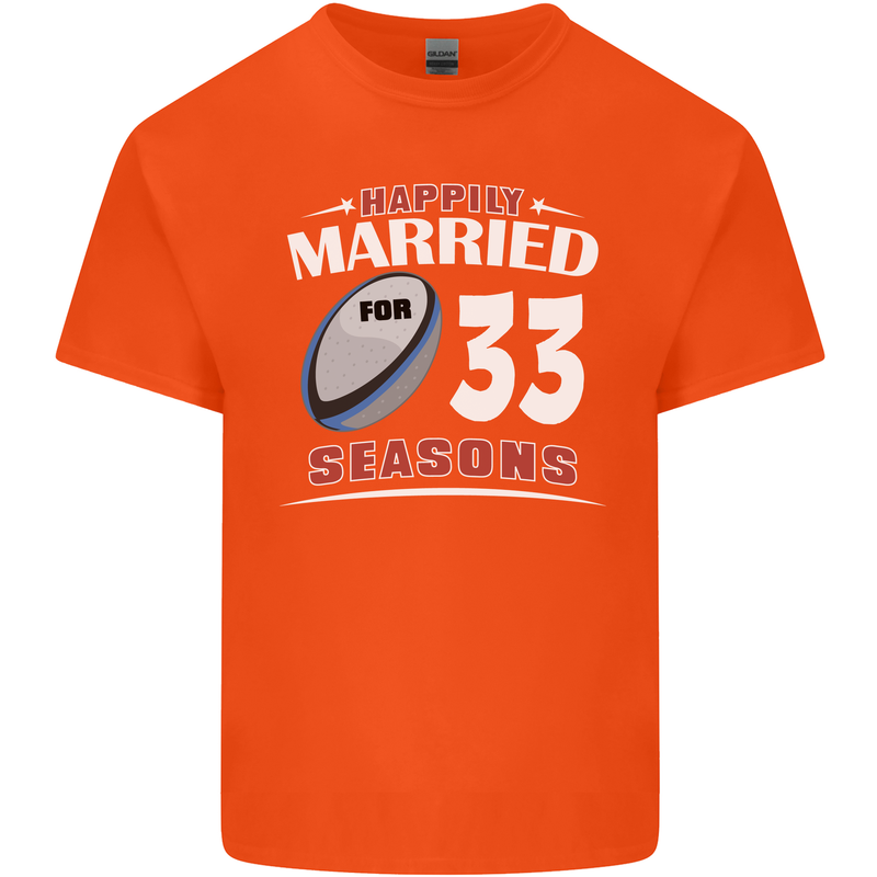 33 Year Wedding Anniversary 33rd Rugby Mens Cotton T-Shirt Tee Top Orange