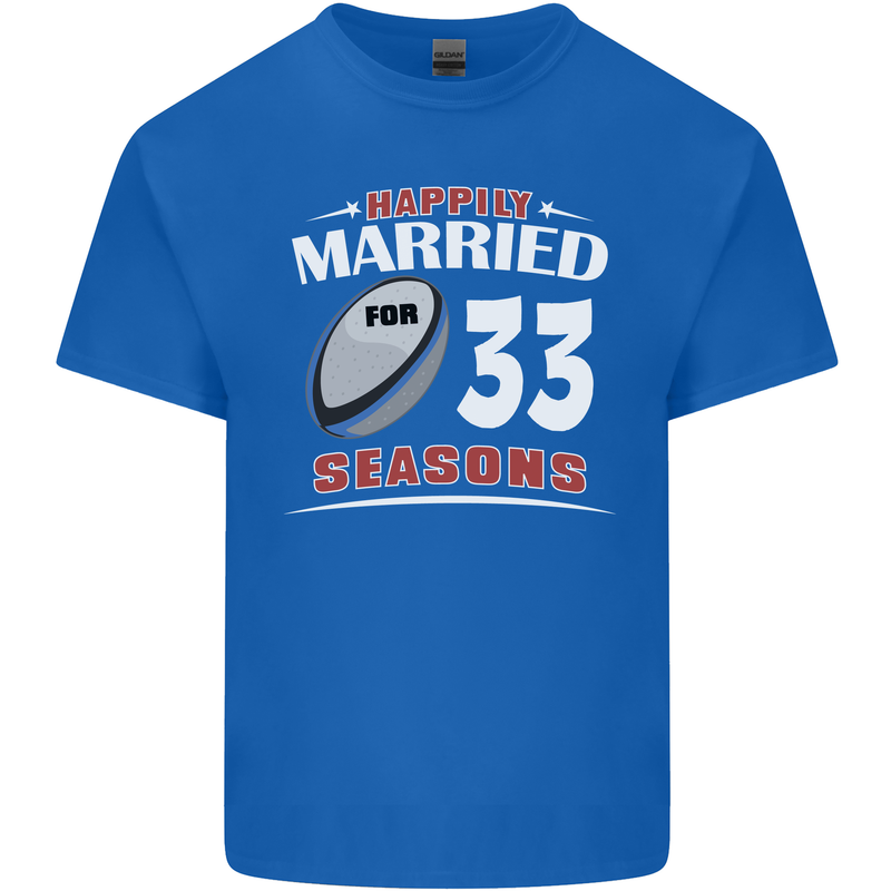 33 Year Wedding Anniversary 33rd Rugby Mens Cotton T-Shirt Tee Top Royal Blue