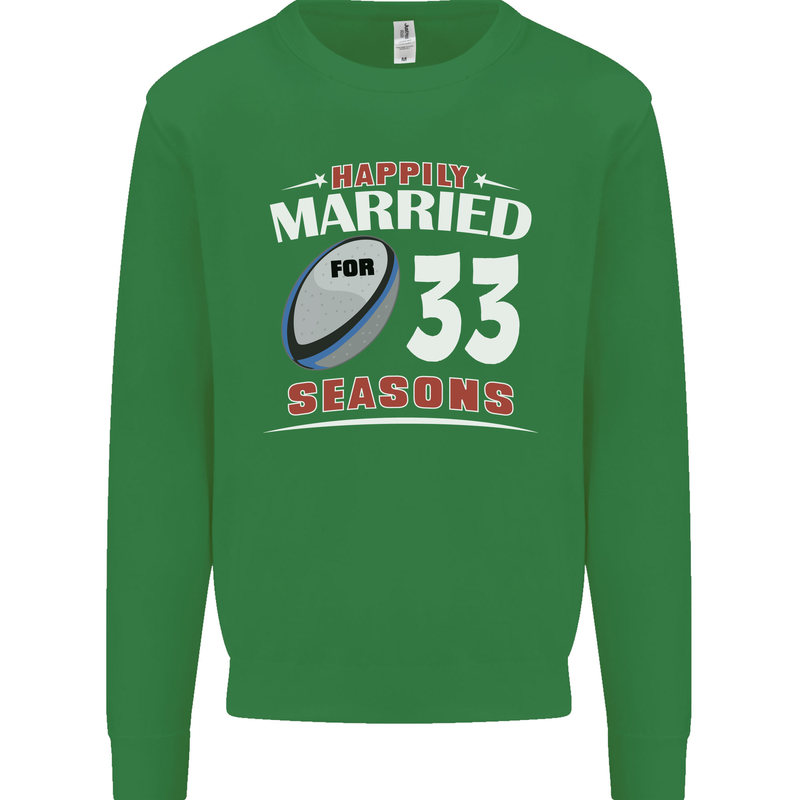33 Year Wedding Anniversary 33rd Rugby Mens Sweatshirt Jumper Irish Green