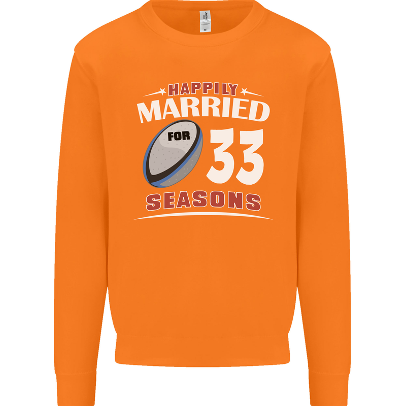 33 Year Wedding Anniversary 33rd Rugby Mens Sweatshirt Jumper Orange