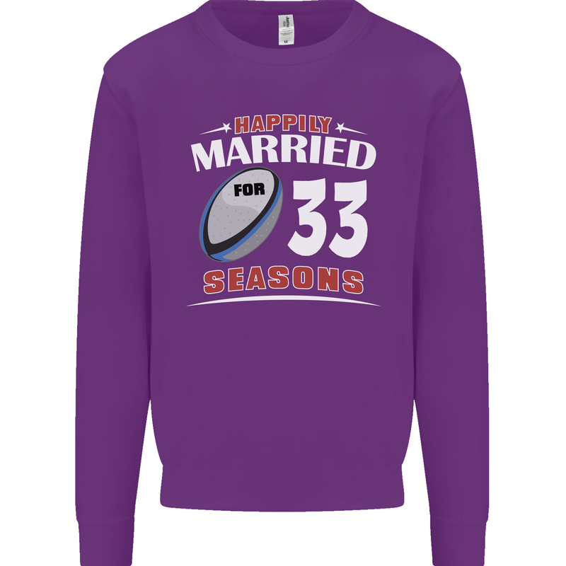 33 Year Wedding Anniversary 33rd Rugby Mens Sweatshirt Jumper Purple