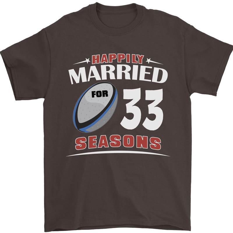 33 Year Wedding Anniversary 33rd Rugby Mens T-Shirt 100% Cotton Dark Chocolate