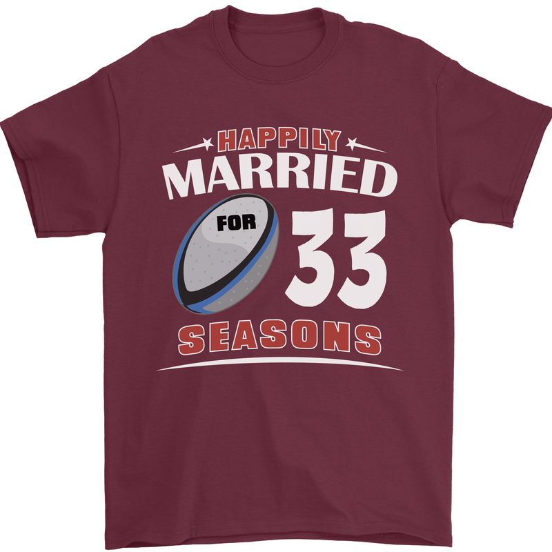 33 Year Wedding Anniversary 33rd Rugby Mens T-Shirt 100% Cotton Maroon