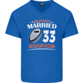 33 Year Wedding Anniversary 33rd Rugby Mens V-Neck Cotton T-Shirt Royal Blue