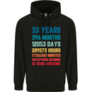 33rd Birthday 33 Year Old Mens 80% Cotton Hoodie Black