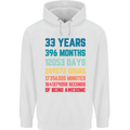 33rd Birthday 33 Year Old Mens 80% Cotton Hoodie White