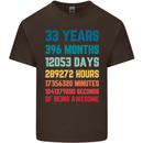 33rd Birthday 33 Year Old Mens Cotton T-Shirt Tee Top Dark Chocolate