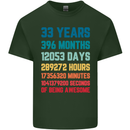 33rd Birthday 33 Year Old Mens Cotton T-Shirt Tee Top Forest Green