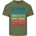 33rd Birthday 33 Year Old Mens Cotton T-Shirt Tee Top Military Green