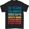 33rd Birthday 33 Year Old Mens T-Shirt 100% Cotton Black