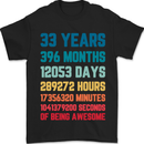 33rd Birthday 33 Year Old Mens T-Shirt 100% Cotton Black