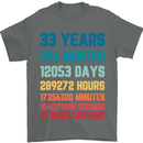 33rd Birthday 33 Year Old Mens T-Shirt 100% Cotton Charcoal