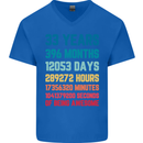 33rd Birthday 33 Year Old Mens V-Neck Cotton T-Shirt Royal Blue