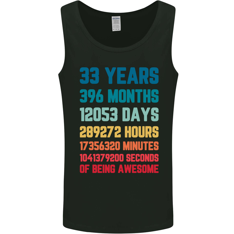 33rd Birthday 33 Year Old Mens Vest Tank Top Black