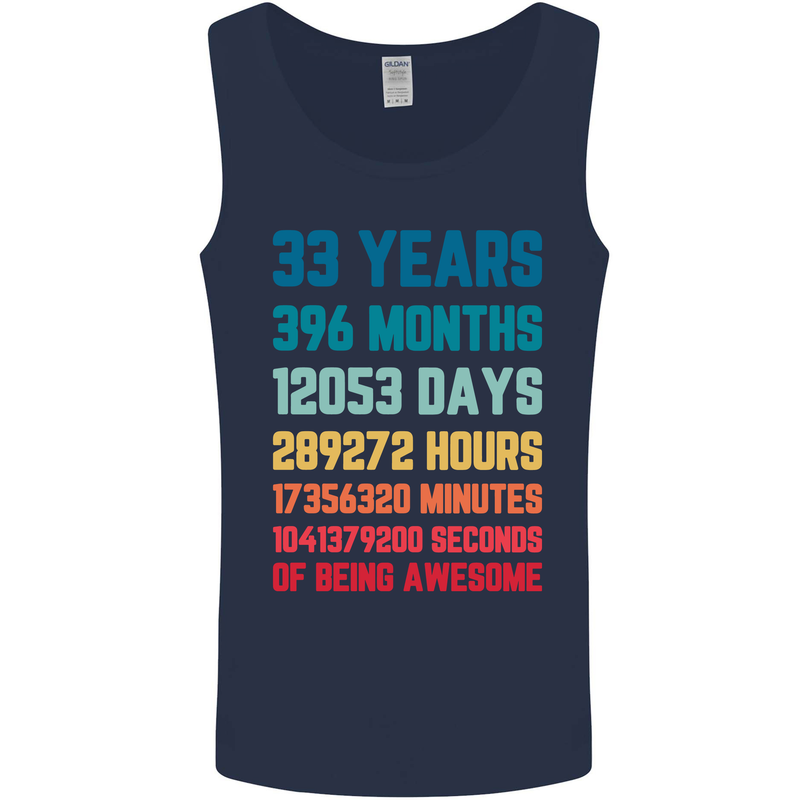 33rd Birthday 33 Year Old Mens Vest Tank Top Navy Blue