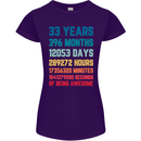 33rd Birthday 33 Year Old Womens Petite Cut T-Shirt Purple