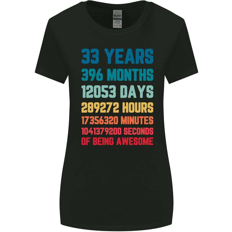 33rd Birthday 33 Year Old Womens Wider Cut T-Shirt Black