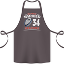 34 Year Wedding Anniversary 34th Rugby Cotton Apron 100% Organic Dark Grey
