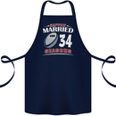 34 Year Wedding Anniversary 34th Rugby Cotton Apron 100% Organic Navy Blue
