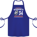 34 Year Wedding Anniversary 34th Rugby Cotton Apron 100% Organic Royal Blue