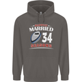 34 Year Wedding Anniversary 34th Rugby Mens 80% Cotton Hoodie Charcoal
