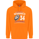 34 Year Wedding Anniversary 34th Rugby Mens 80% Cotton Hoodie Orange