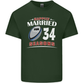 34 Year Wedding Anniversary 34th Rugby Mens Cotton T-Shirt Tee Top Forest Green