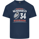 34 Year Wedding Anniversary 34th Rugby Mens Cotton T-Shirt Tee Top Navy Blue