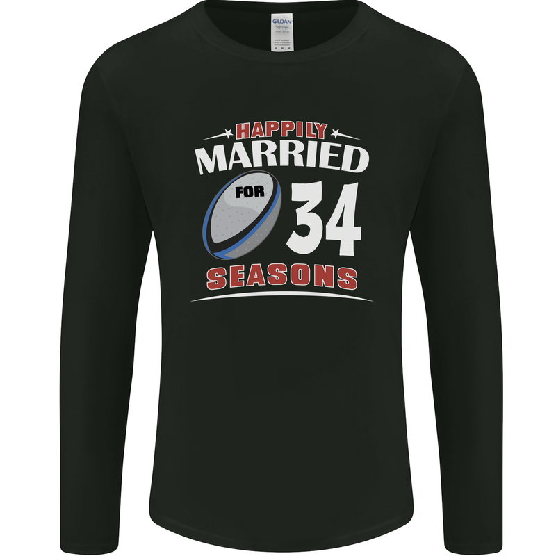 34 Year Wedding Anniversary 34th Rugby Mens Long Sleeve T-Shirt Black