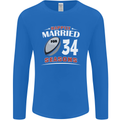 34 Year Wedding Anniversary 34th Rugby Mens Long Sleeve T-Shirt Royal Blue