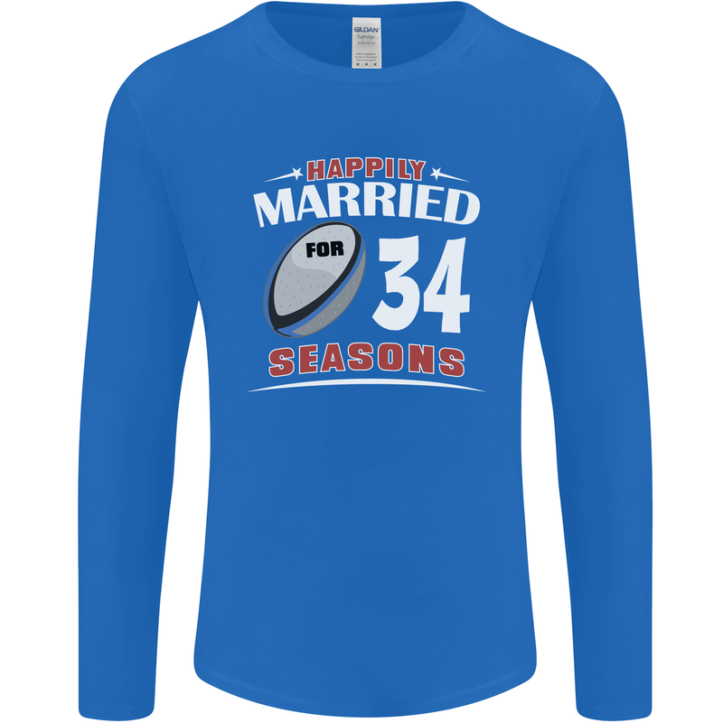 34 Year Wedding Anniversary 34th Rugby Mens Long Sleeve T-Shirt Royal Blue