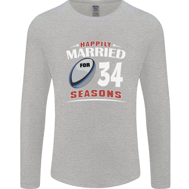 34 Year Wedding Anniversary 34th Rugby Mens Long Sleeve T-Shirt Sports Grey