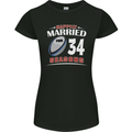 34 Year Wedding Anniversary 34th Rugby Womens Petite Cut T-Shirt Black