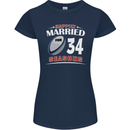 34 Year Wedding Anniversary 34th Rugby Womens Petite Cut T-Shirt Navy Blue
