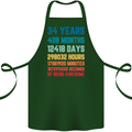 34th Birthday 34 Year Old Cotton Apron 100% Organic Forest Green