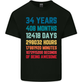 34th Birthday 34 Year Old Mens Cotton T-Shirt Tee Top Black