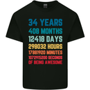 34th Birthday 34 Year Old Mens Cotton T-Shirt Tee Top Black