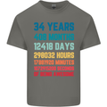 34th Birthday 34 Year Old Mens Cotton T-Shirt Tee Top Charcoal