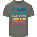 34th Birthday 34 Year Old Mens Cotton T-Shirt Tee Top Charcoal