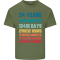 34th Birthday 34 Year Old Mens Cotton T-Shirt Tee Top Military Green